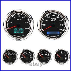 W PRO 6 Gauge Set 4 IN 1 GPS Speedometer 120 MPH Waterproof For Car Marine Boat