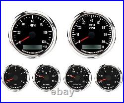 W PRO 6 Gauge Set 7 Color Switch LED GPS Speedometer 120 MPH For Car Marine Boat