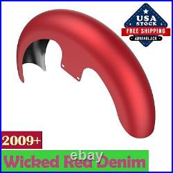 Wicked Red Denim 21 Reveal Wrapper Hugger Front Fender Fits 09+ Harley Touring