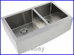 Zuhne Farmhouse Apron 60/40 Double Bowl 16 Gauge Stainless Steel Kitchen Sink