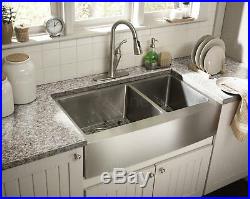 Zuhne Farmhouse Apron Double Bowl 16 Gauge Stainless Steel Kitchen Sink