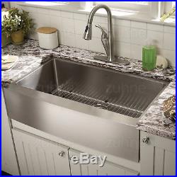 Zuhne Farmhouse Apron Single Bowl 16 Gauge Stainless Steel Kitchen Sink