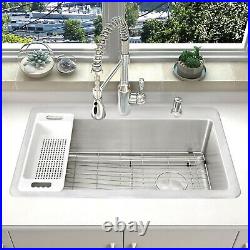 Zuhne Offset Drain Kitchen Sink 16 Gauge Stainless Steel Undermount or Drop-In